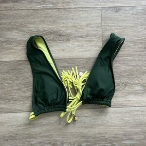 Aerie Green and Yellow Triangle bikini top